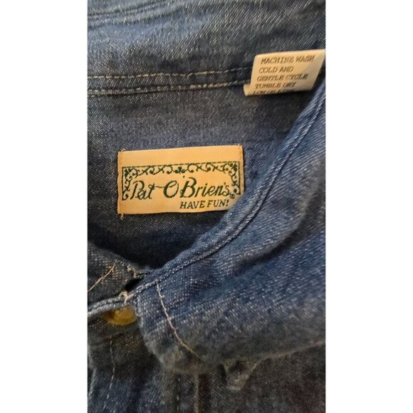 Pat O'Briens Denim Button-Up Shirt XXL 100% Cotton Long Sleeve Embroidered Logo - Picture 3 of 7